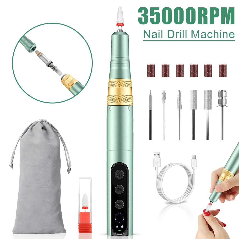 inbuty-nail-drill-machine-35000rpm-wireless-ricaricabile-manicure-machine-polisher-pedicure-electric-nail-sander-accessori