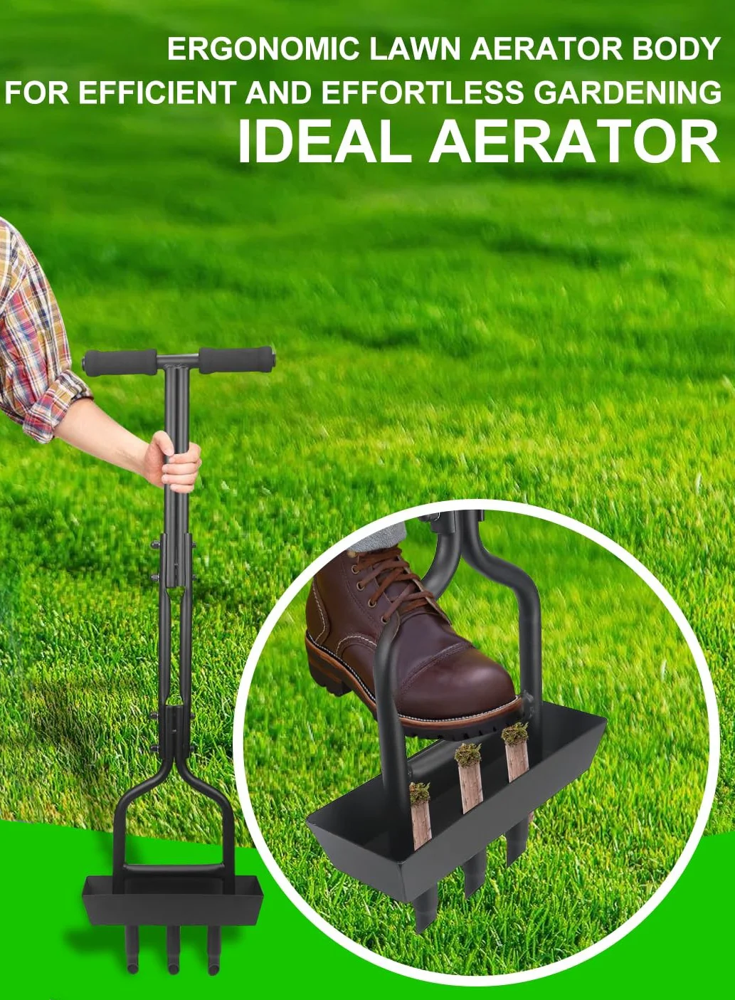 Lawn Aerator Coring Tool Upgarded Manual Yard Aeration Tools & Clean Tool For Most Grass And Soil With Soil Core Storage Tray