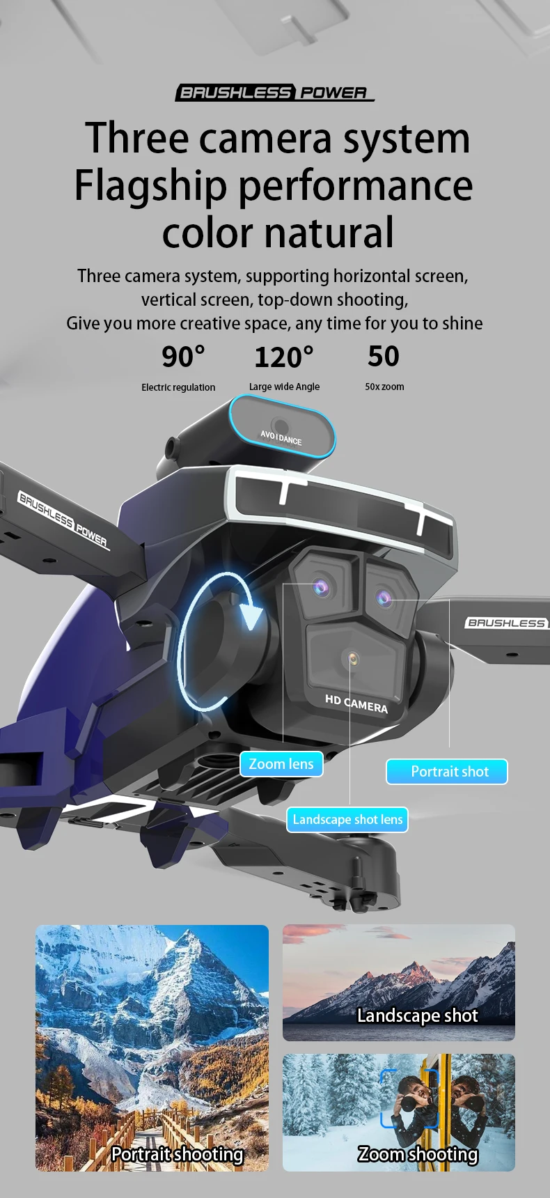 New H3 Drone 8K Professional Triple Camera 4K ESC WIFI FPV Obstacle Avoidance Four Axis Folding RC Aerial Photography Sell Apron