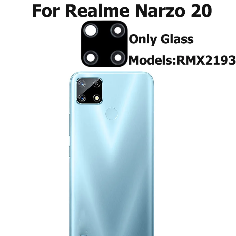

Original For Realme Narzo 20 Back Rear Camera Glass Lens With Glue Adhesive Sticker Replacement Pars