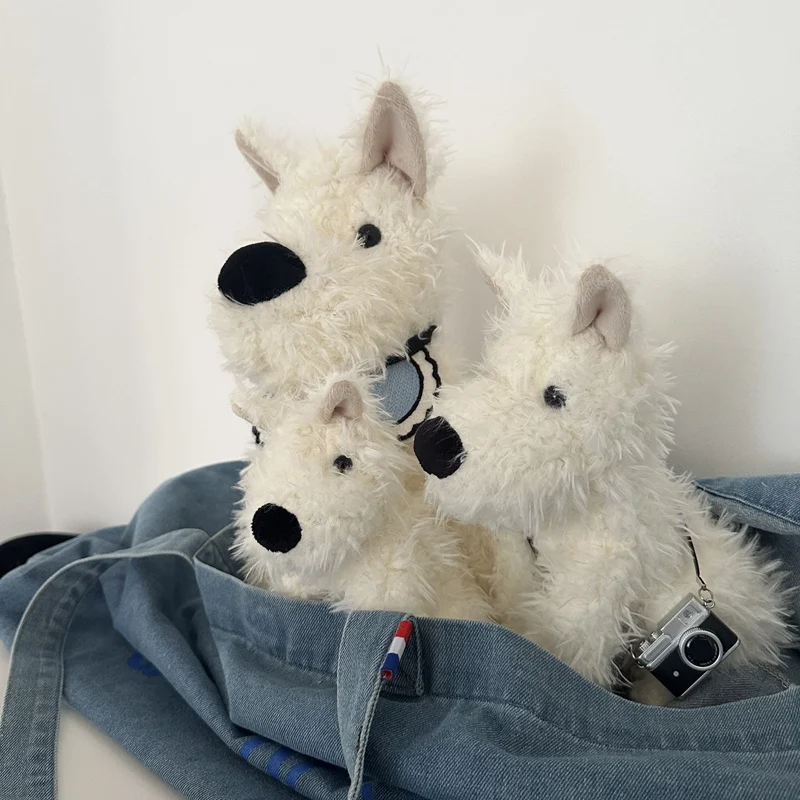 WEIGEDU West Highland White Terrier cucciolo di cane Westie bianco, peluche per bambini, bambine, bambini, regalo di compleanno per la buonanotte, 30.5cm