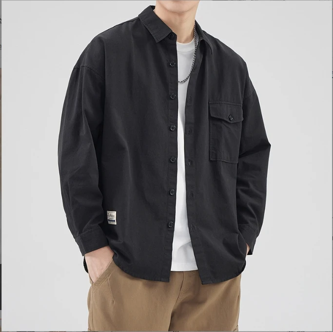 

Мужская свободная Облегающая рубашка с коротким рукавом