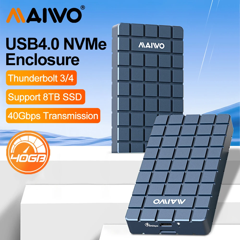 Maiwo Thunderbolt Custodia Per Unità A Stato Solido Custodia Ssd Usb 4.0 40Gbps, M.2 Nvme Ssd, Compatibile M2 A Type-C 4.0, 8Tb, Hard Box