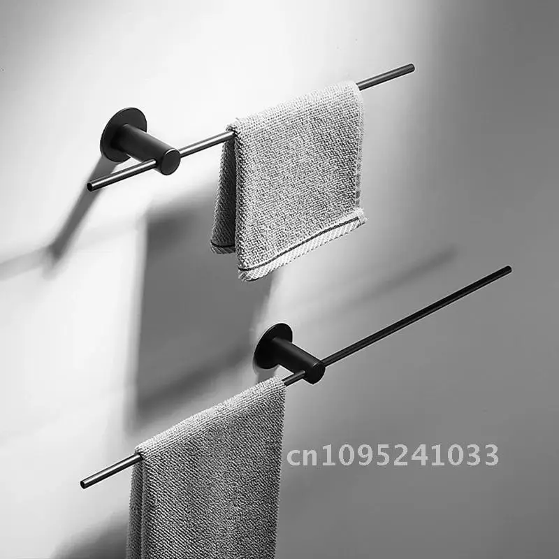 Black/Brushed Gold 304 Stainless Steel Rack Towel Bar Shower Towel Mounted Wall Rack Single Bathroom Mobile Rod Hanging