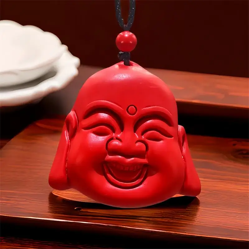 

Подвеска в виде Будды Красного Cinnabar Maitreya, китайская энергия, натуральные ювелирные изделия, подарки для женщин, роскошные аксессуары, винтажные мужские очаровательные камни