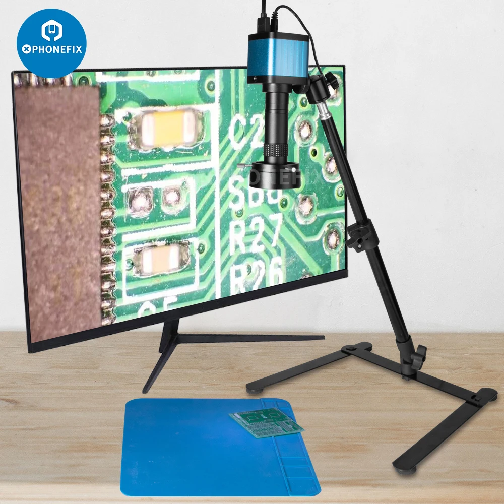 48Mp 4K 1080P Hdmi Usb Digital Video Microscope Camera 130X C Mount Lens Treppiede Da Tavolo Sopraelevato Per L'Acquisizione Di Immagini Digitali