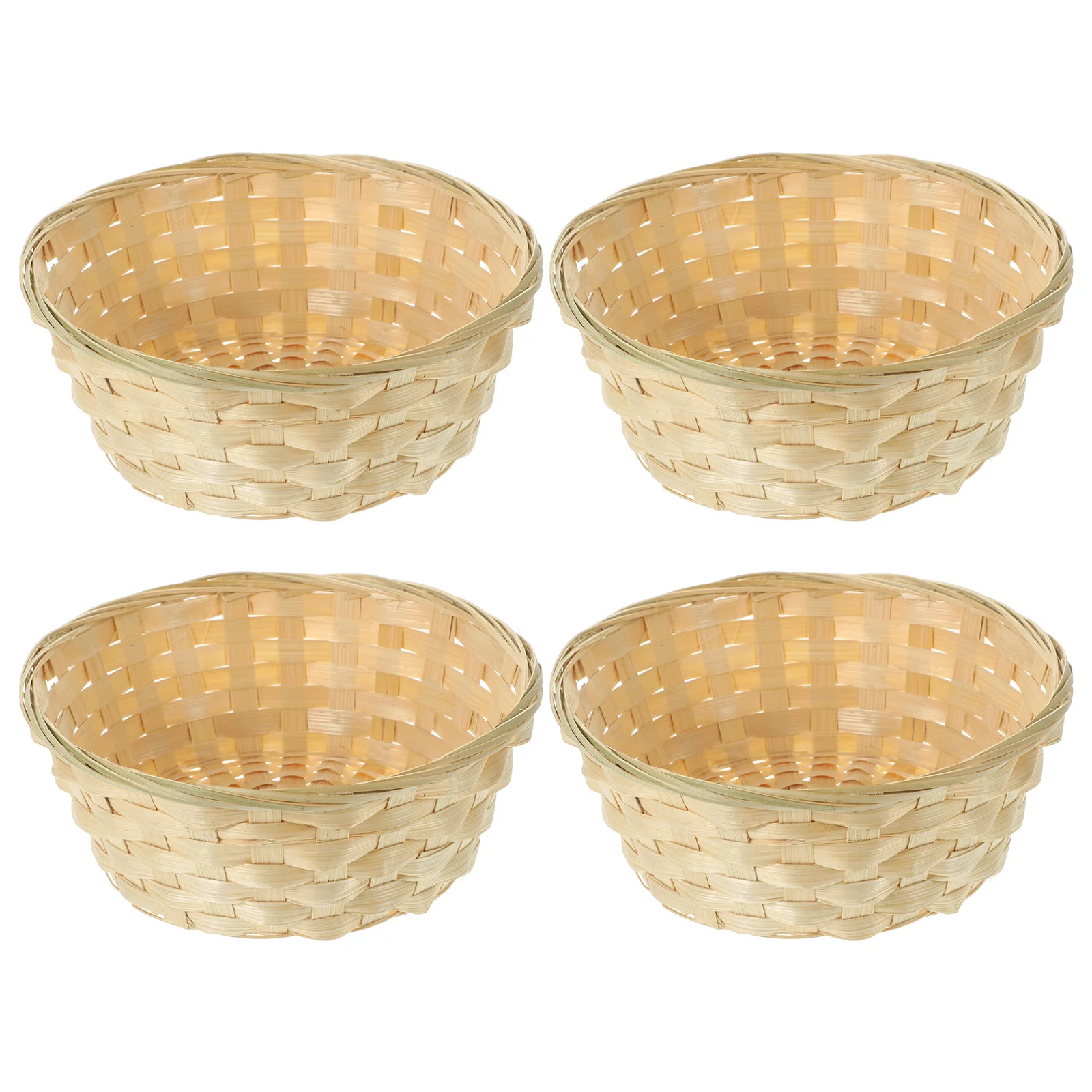 

4pcs Hand-Woven Storage Basket Desktop Bread Fruit Storage Basket Snacks Pastries Holder