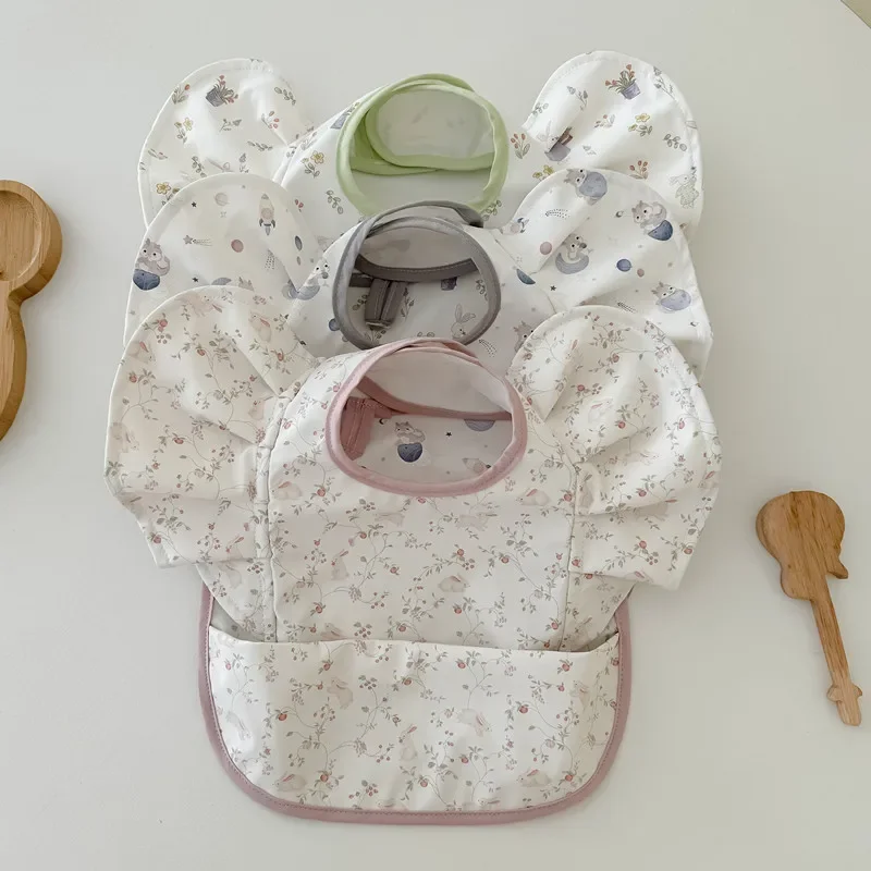 Korean Style Children's Bibs Waterproof Oil-resistant Baby Feeding Bibs Durable No-wash Cropped Food