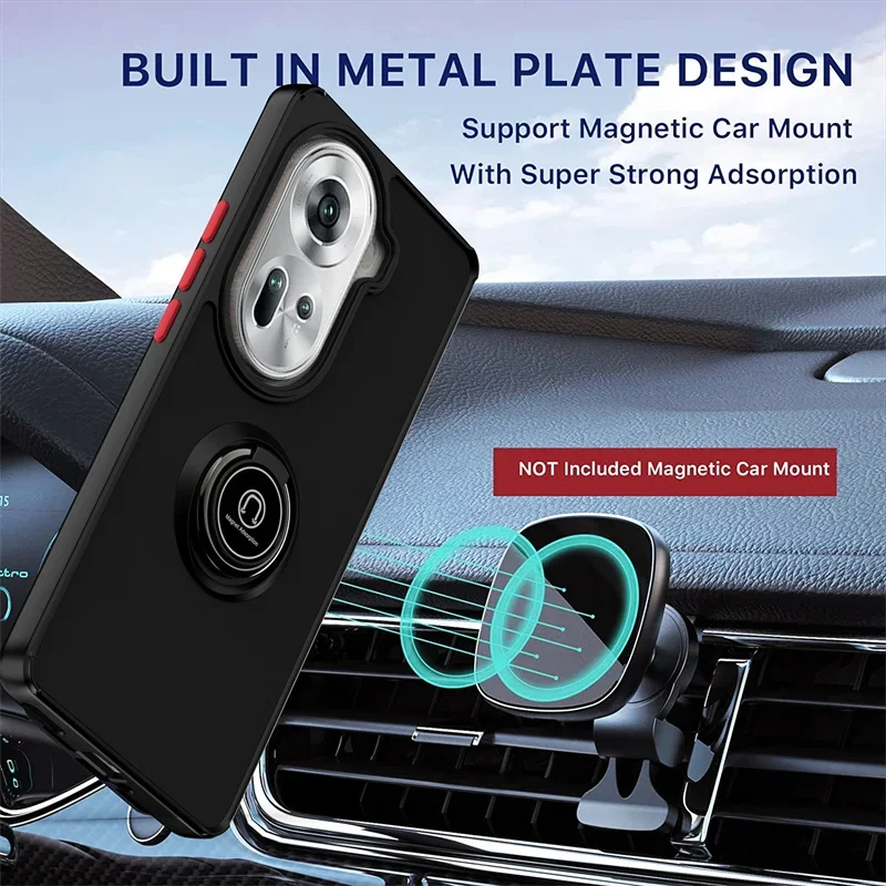 Matte Shockproof Phone Case with Magnetic Ring Stand Holder