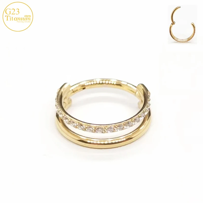16G Zircon Earrings G23 Titanium Septum Piercing Nose Rings High Section Clickers Rings Cartilage Tragus Helix Piercing Jewelry