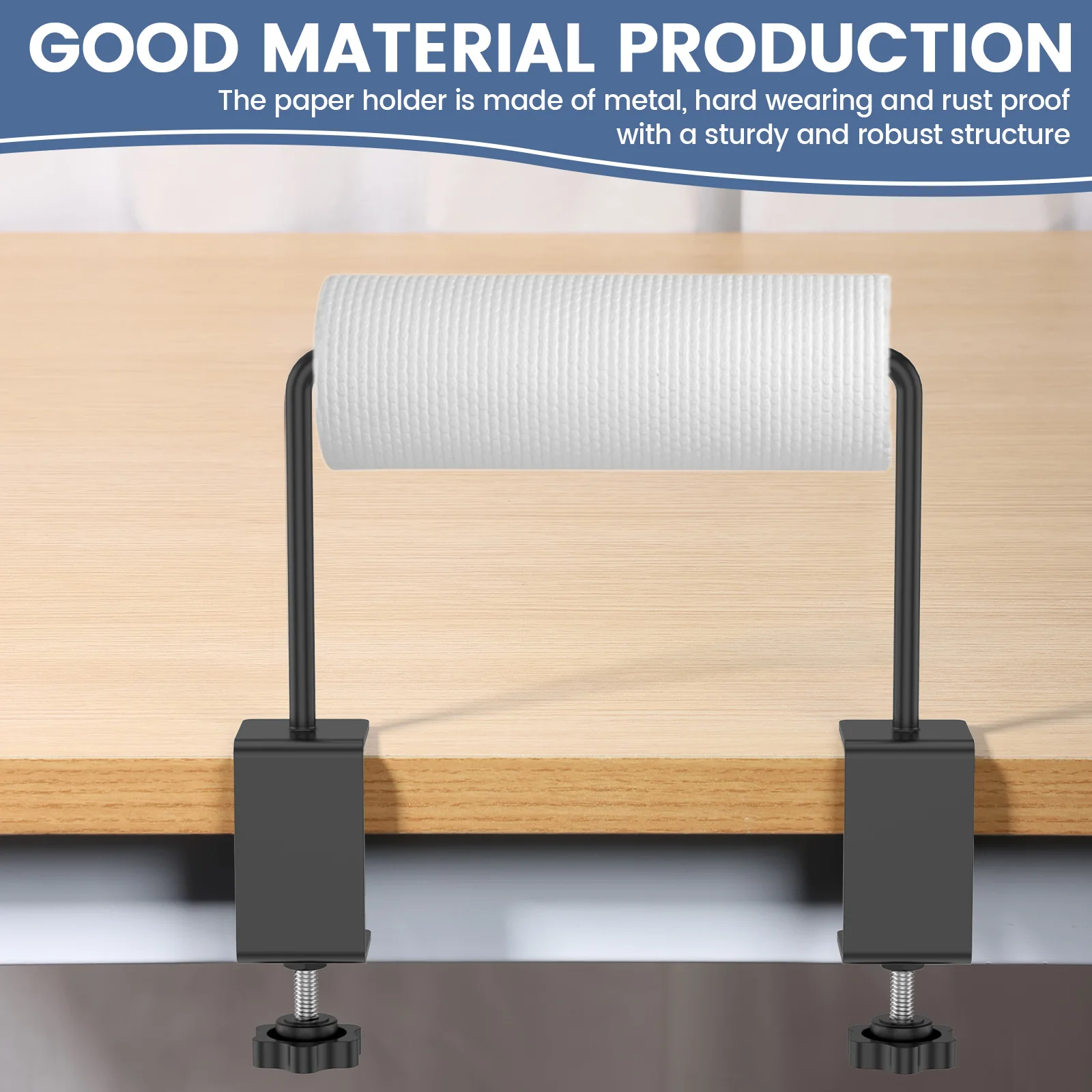 Paper Roll Holder Metal Adjustable Craft Paper Roll Holder Tabletop Dispenser Clip On Desk Paper Roll Dispenser for Dining Table