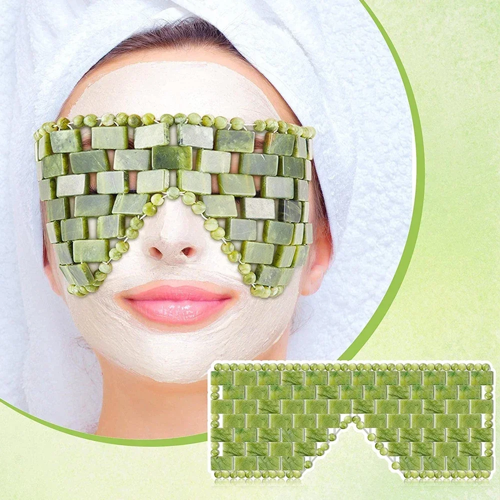 Jade Eye Mask Cooling Massager Relax Sleep Care Tools Stone Face