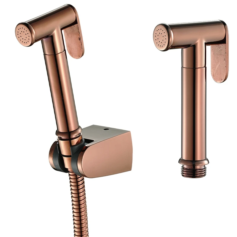 

Rose Gold Hand Held Bidet Sprayer Stainless Steel Douche Kit Toilet Bidet Shattaf Copper Valve Jet Set Shower Head