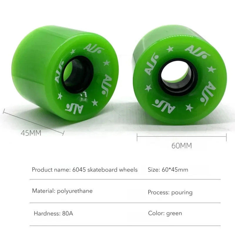 4Pcs 60*45mm 80A 스케이트보드 휠 베어링 도구 세트 도로, 거리, 더블 킥 스케이트보드용 고탄성 PU 크루징 휠