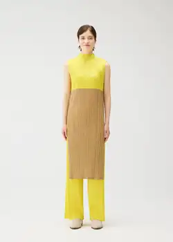 Miyake Fold 2026 Summer New Women's Dress Color blocked Printed Upward Design Top 1