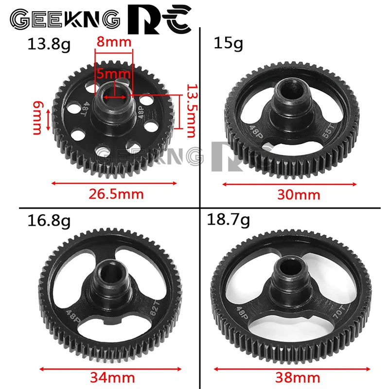Стальная зубчатая передача 48P 48T 55T 62T 70T для traxxas 1/10 4-Tec 2,0 3,0 Запчасти для радиоуправляемых автомобилей