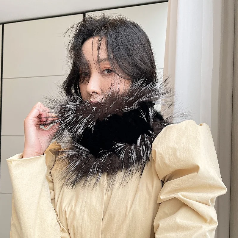

Fox Fur High Quality Women's Scarf Winter Warm Large Stretch Fur Scarf Outdoor Soft Fluffy Fashion Plush Women's Scarf