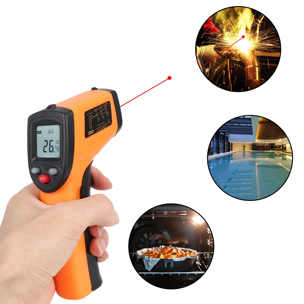GM320S Infrared Thermometer Gun - Digital Laser Temperature Gun For Hot Pipes, Engine Parts, Food, HVAC (-50°F To 600°F)
