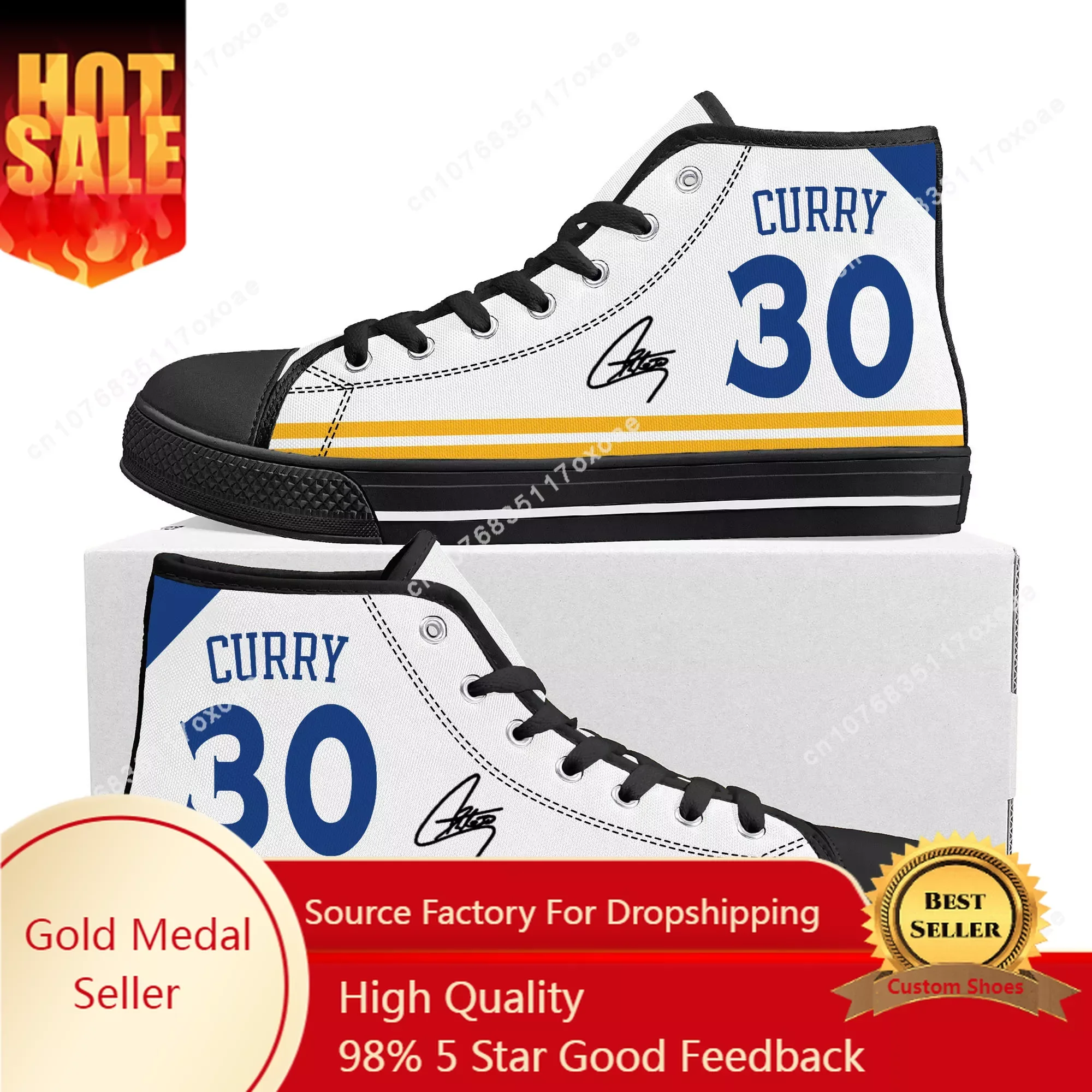 

Golden basketball High Top Sneakers Mens Womens Teenager High Quality chef Stephen Curry NO 30 Canvas Sneaker Shoe Custom Shoes