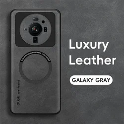 Magnetic Retro Leather Soft Phone Case with Wireless Charging Compatibility for Xiaomi 12S Ultra (GRAY)