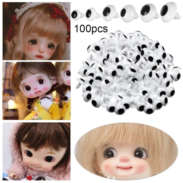 100pcs 4in1 Plastic Doll Eyes Nose DIY Safety Black Colorful Craft