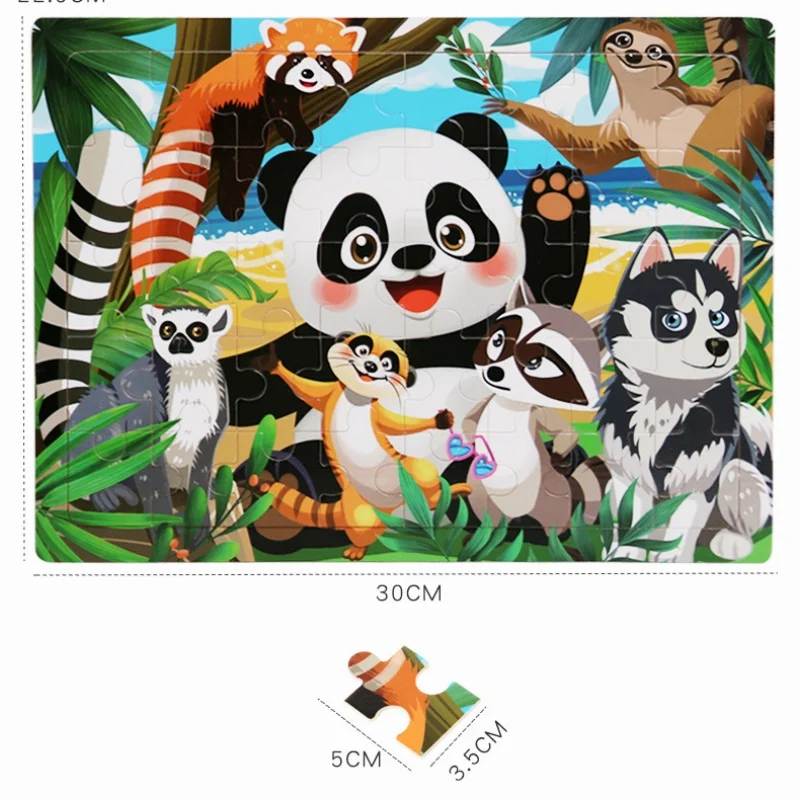 Kids' Educational Wooden Cartoon Animal & Vehicle 3D Puzzle Set - 40 Pieces