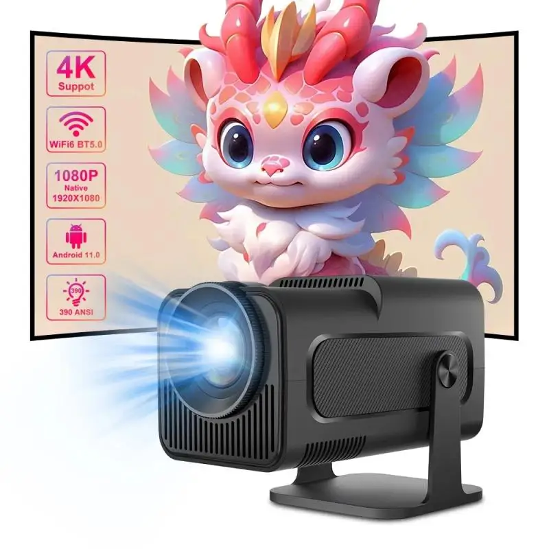 

FGHGF 4K Android 11 Projector Native 1080P 390ANSI Cinema HY320 Dual Wifi6 BT5.0 1920*1080P portable Projetor upgrated HY300