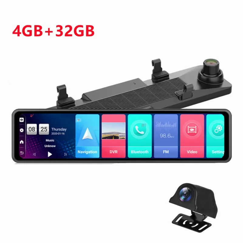 

Yun yi 4G+32G Android 8.1 12'' Car RearView Mirror Stream Media Dual Lens 1080P Camera ADAS DVR Dash Cam 4G Wifi GPS Navigator D