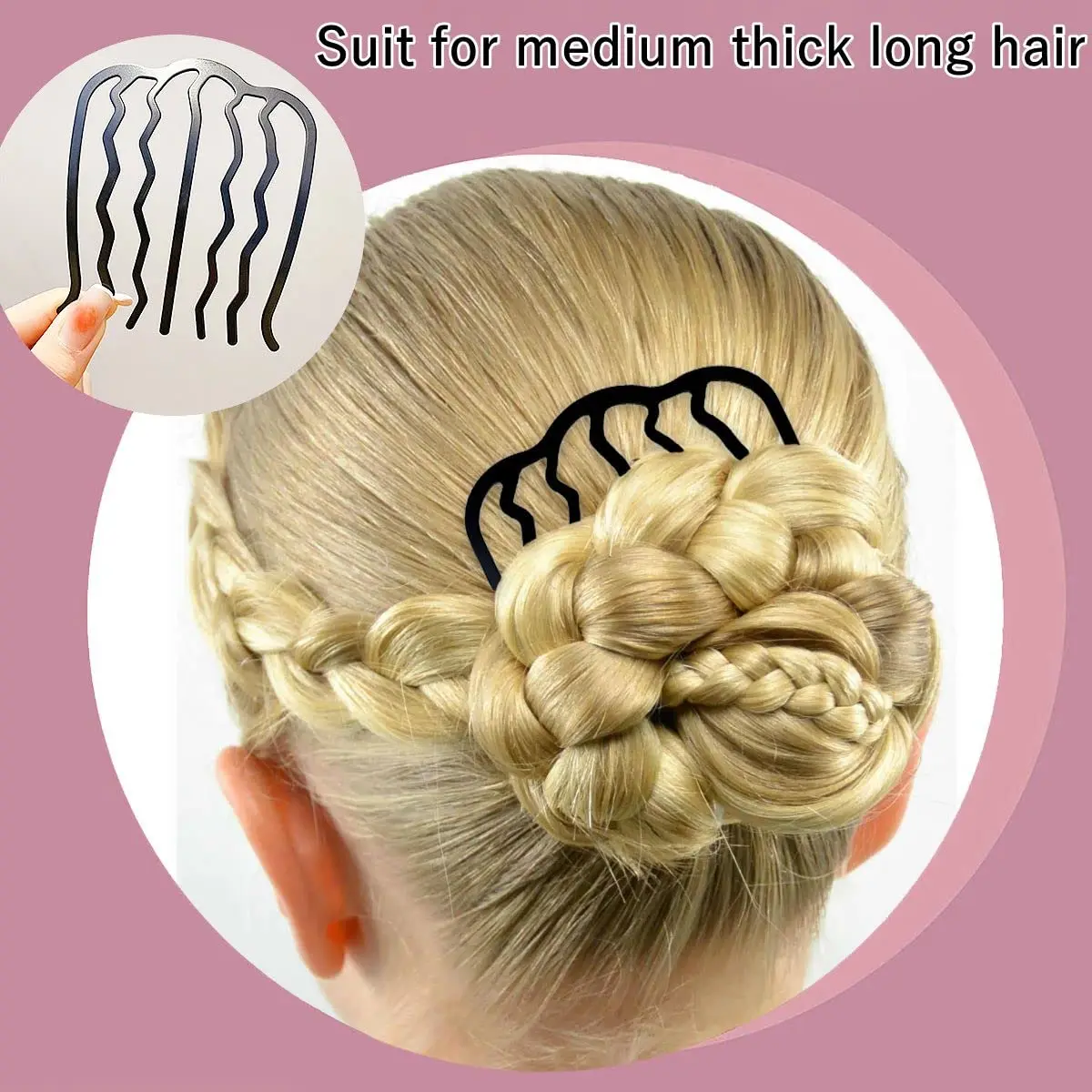 4 Stück Haargabel Clip U-Form – Haarkamm Set Für Flechtfrisuren, Schwarz, Metalllegierung