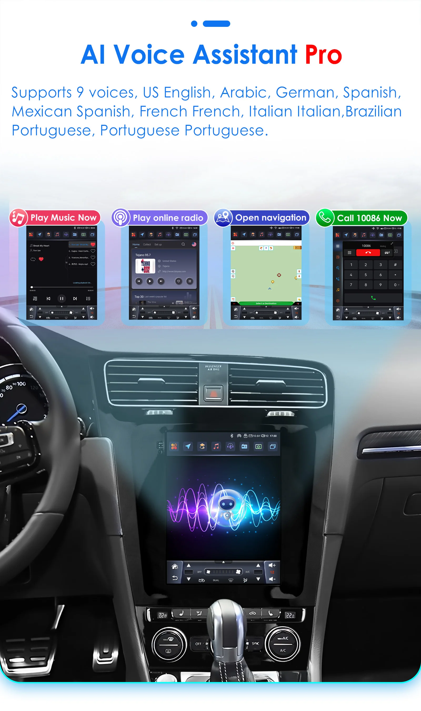Hizpo 9,7" Carplay Android Autoradio für Volkswagen Golf 7 2014 -2018 mit Tesla Style Multimedia Vertikaler Bildschirm GPS 4G BT 7862 – Detail 18