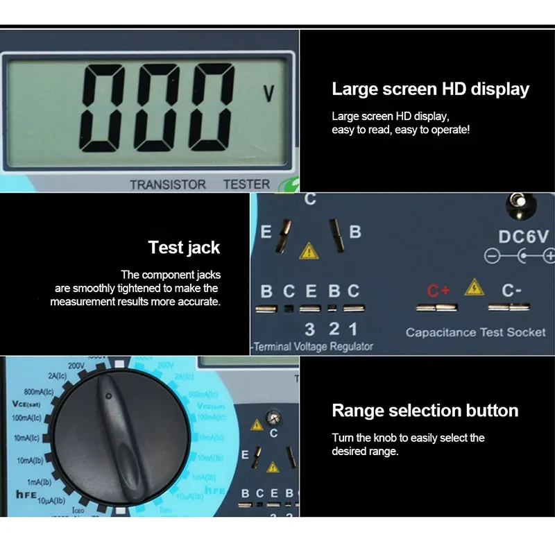 DY294 Multifunction Digital Transistor Tester Semiconductor Diode Triode 1000V Reverse Voltage Capacitance SCR FET Tester 3