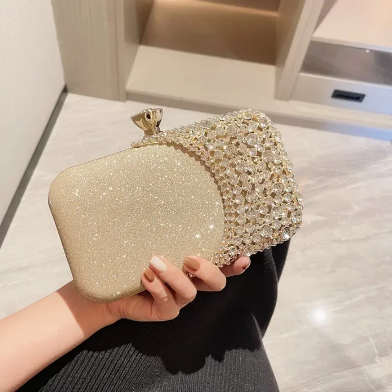 Bolso Cruzado De Noche Con Cadena De Cristal Brillante, Bolso De Mano Con Diamantes De Imitación