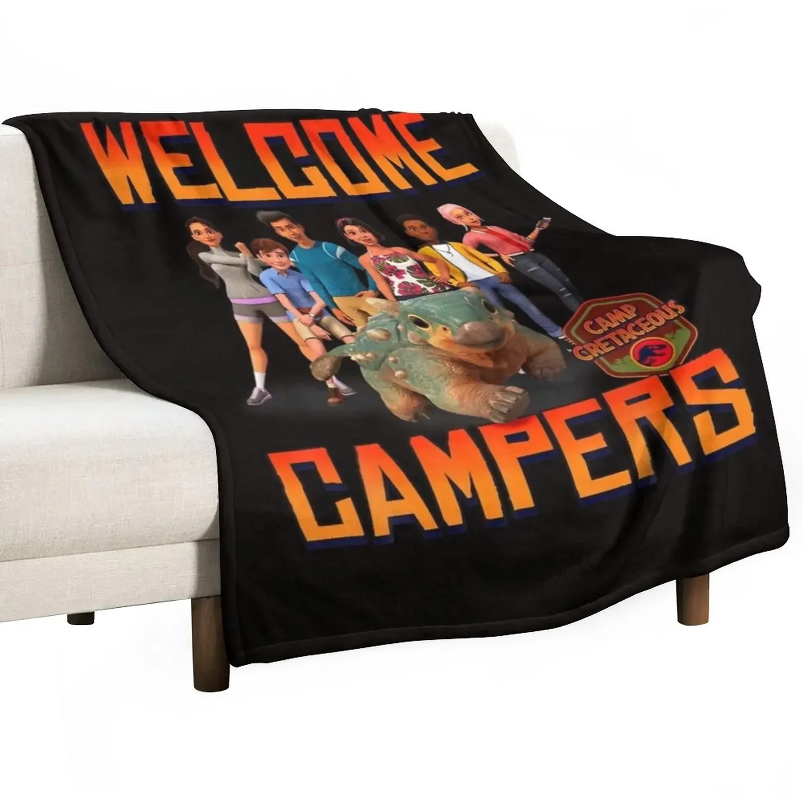 Jurassic World Camp Cretaceous Welcome Campers Group T Shirt Throw Blanket Bed Alla Moda Per Coperte Decorative Per Divani
