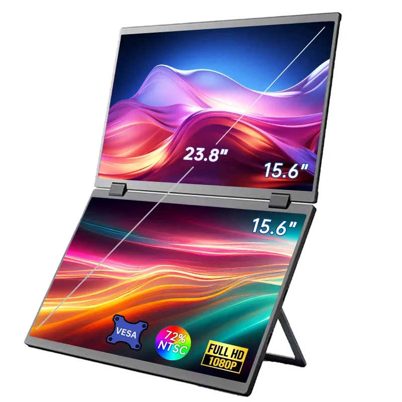 

15.6 Inch Dual Screen Portable Monitor 1080P FHD With 360° Flip VESA External Screen For PC Laptop Mac Phone Xbox PS4/5 Switch