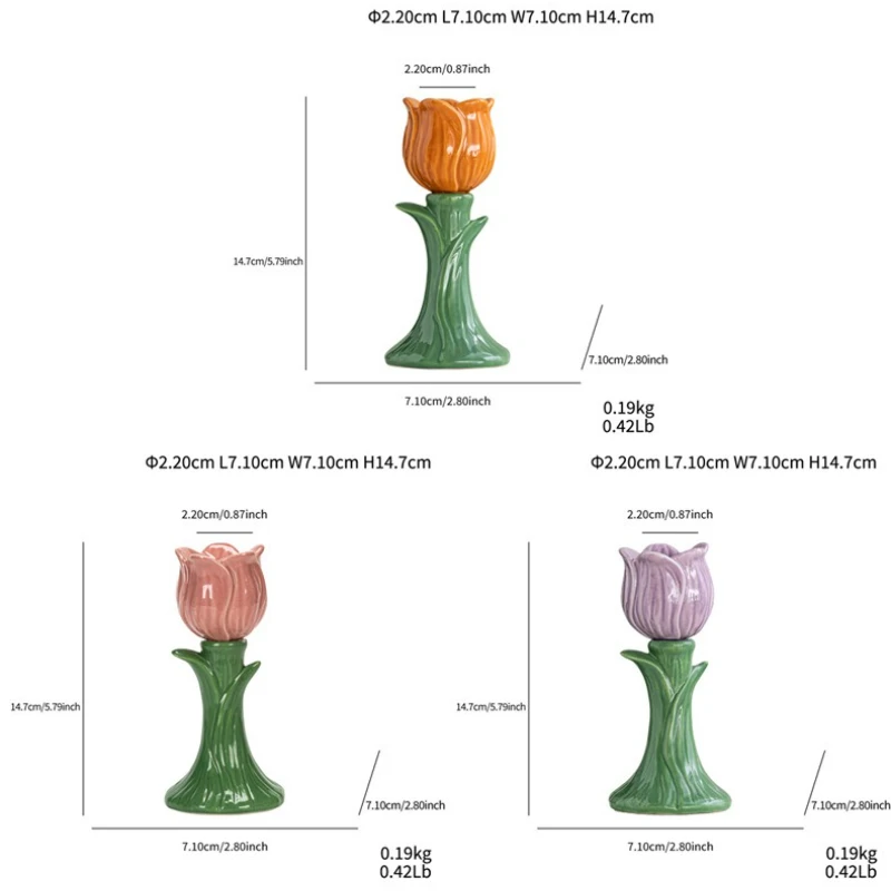 Ceramic Hand Painted Flower Candlestick Home Decor