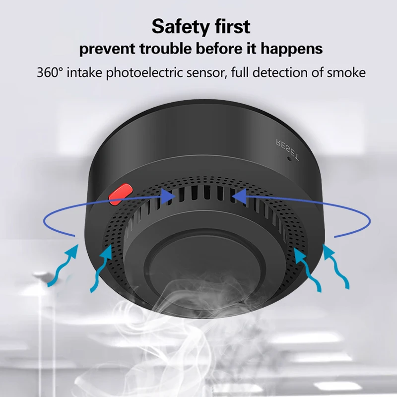 Tuya Smart Zigbee Smoke Detector Alarm with Smartlife APP Real-Time Control Self-Check Function Work Need Zigbee Gateway