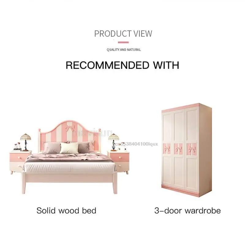 Solid Wood Children's Desk And Bookcase Combination Pink Simple Student Corner Computer Desk Multifunctional Home Furniture