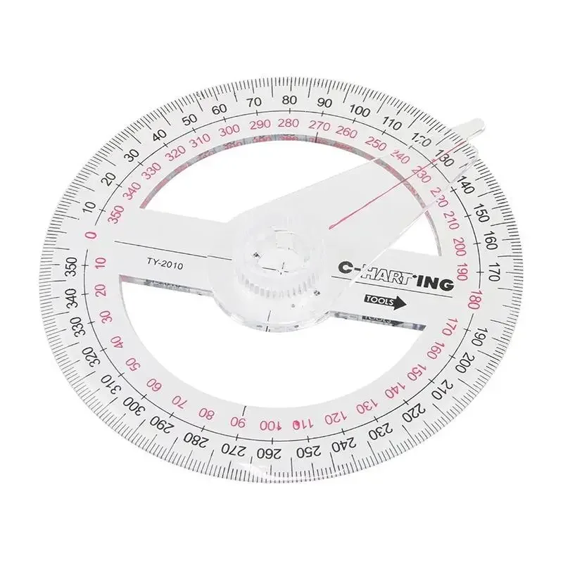 Plastic protractor ruler 2 Pcs All Circular 10cm Plastic 360 Degree Pointer Protractor Ruler Angle Finder Swing Arm for School Office Supplies