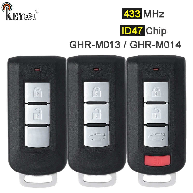 

KEYECU 433MHz ID47 Chip FCC: OUCGHR-M013 Keyless Remote Car Key Fob 2 / 3 / 4 Button for Mitsubishi Eclipse Cross 2017-2020