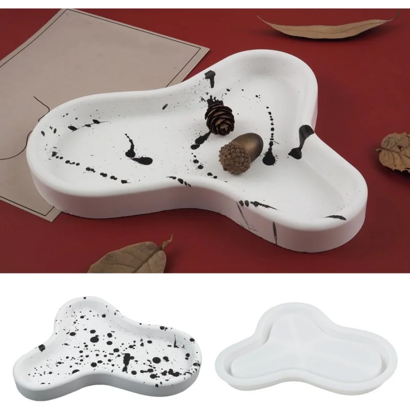 

Storage Tray Molds, Creative Oval Round Tray Silicone Tea Coaster Molds, Concrete Ginkgo Leaf Tray Making Moulds for Irregular T