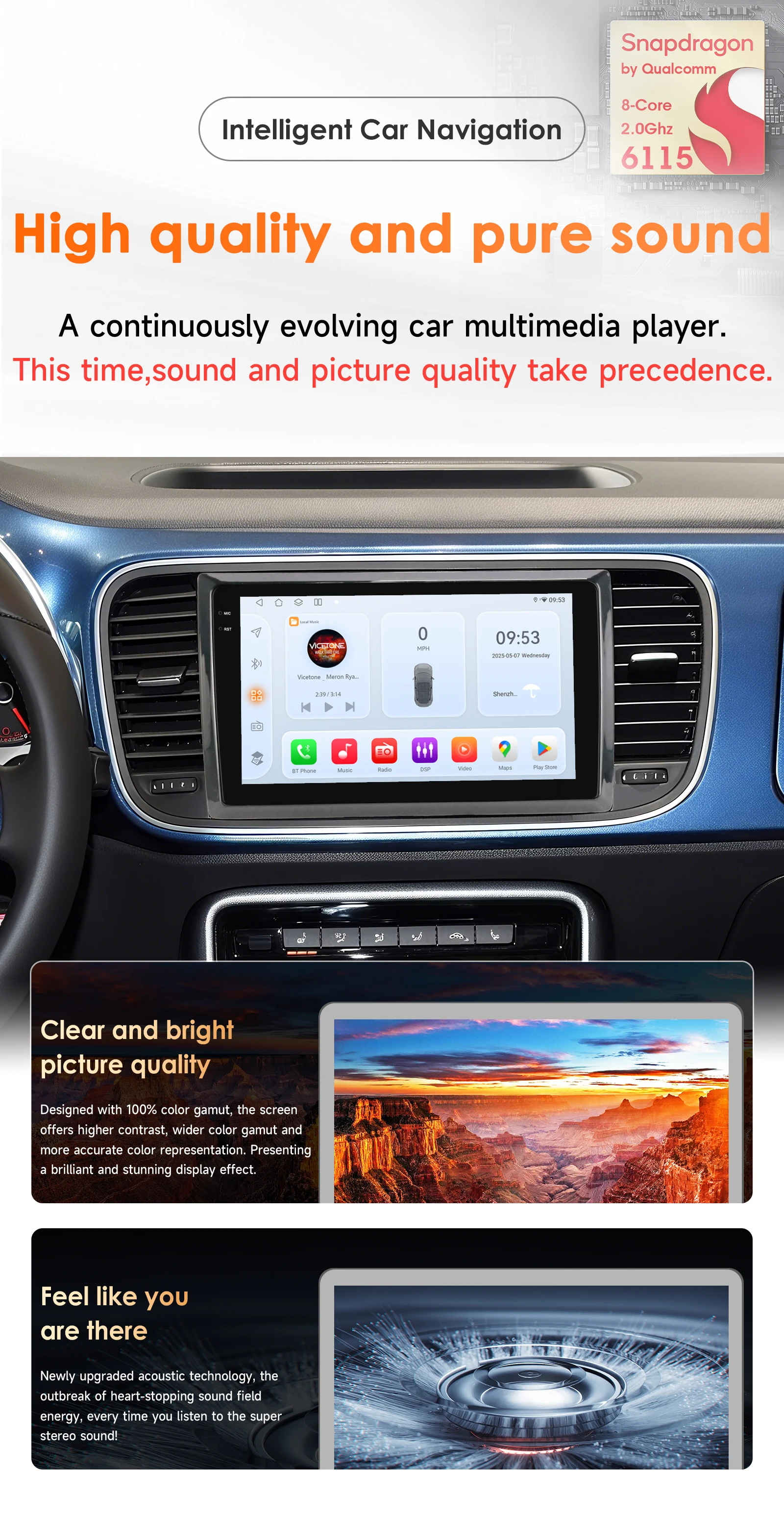 9 "2DIN Carplay Android 14 Autoradio für VW Käfer A5 2011 2012 2013-2019 Multimedia durch Snapdragon 6115 Autoradio 360 Cam Bildschirm – Detail 3