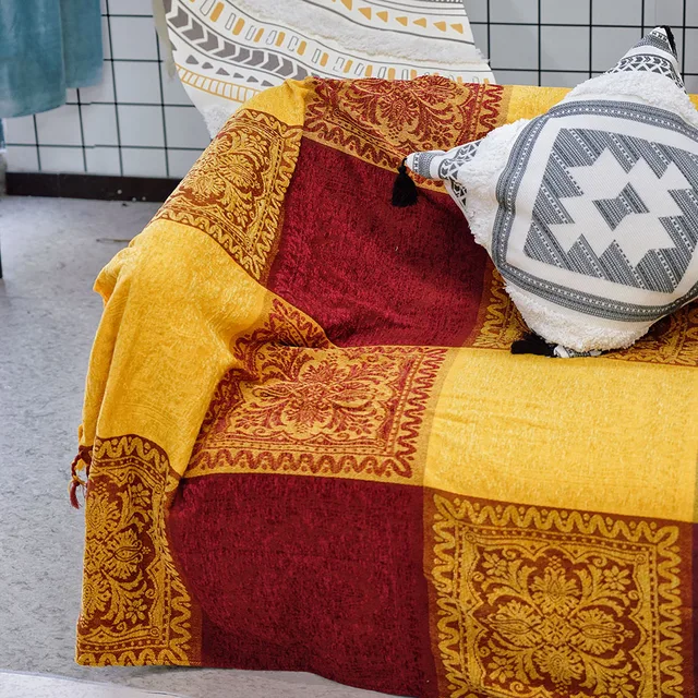 Bohemian Blanket Yellow Boho Throw Blanket Y-PLWOMEN Boho Floral