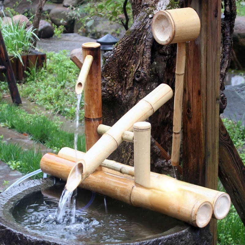  Kit de fuente de bambú, decoración de paisaje, estatua de bambú  para agua, fuente de piedra de pecera, fuente de jardín para interiores y  exteriores, adornos de decoración del hogar, decoración
