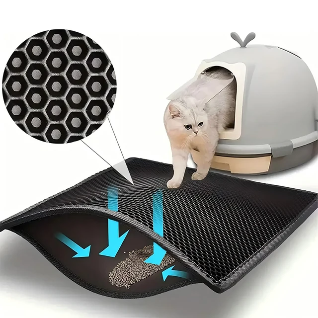 Double Layer Cat Litter Mat with Waterproof Non-Slip Washable Pet Litter Box Mat Sand Trapper Clean Pad Durable Bed Mat 2