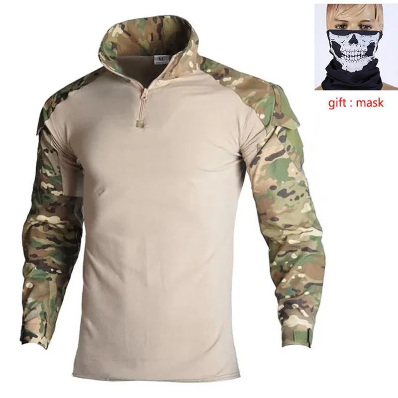 Tactical Combat Shirt Men Black Shirt US Clothing Tatico Tops CPU Multicam Camouflage Hunting Fishing Clothes Mens tactical shirt
