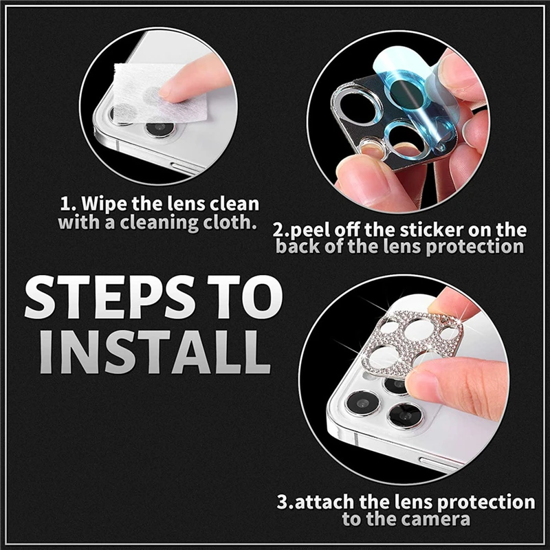 Protecteur d'objectif d'appareil photo en diamant pour iPhone 16 Pro Max Verre de protection iPhone 15 13 11 14 Plus 12 Mini 16pro Protecteur d'écran d'objectif_voghion.com