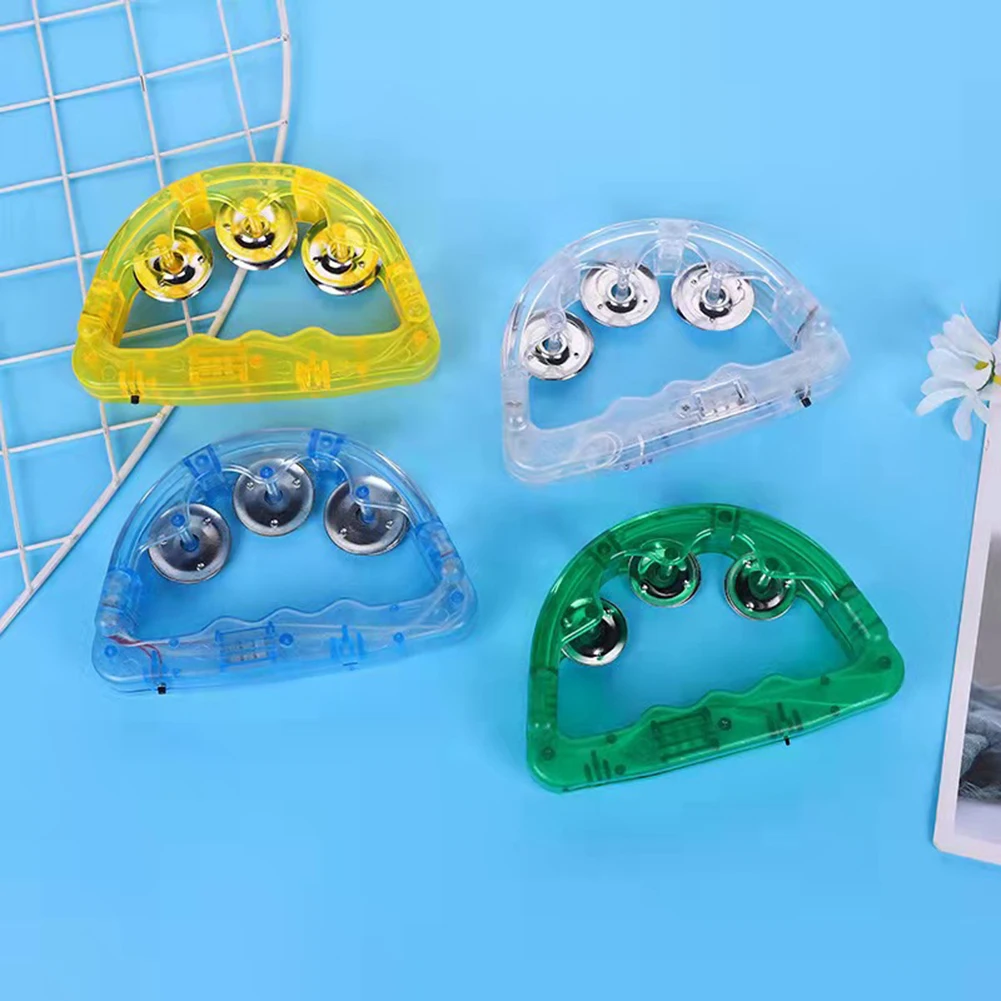 Light up Tambourine LED Noisemaker Flashing Rattle Bell Kids Sensory Shaking Toy