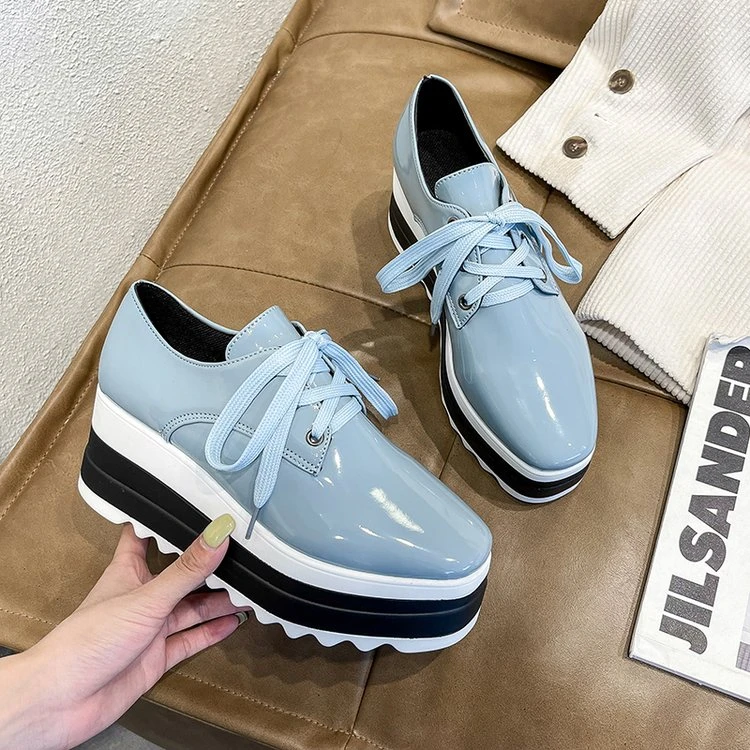2021 Spring New Women Flat Platform Shoes Slip on Moccains Ladies Casual Shoes Woman Thick Sole Brogue Creepers Sneakers
