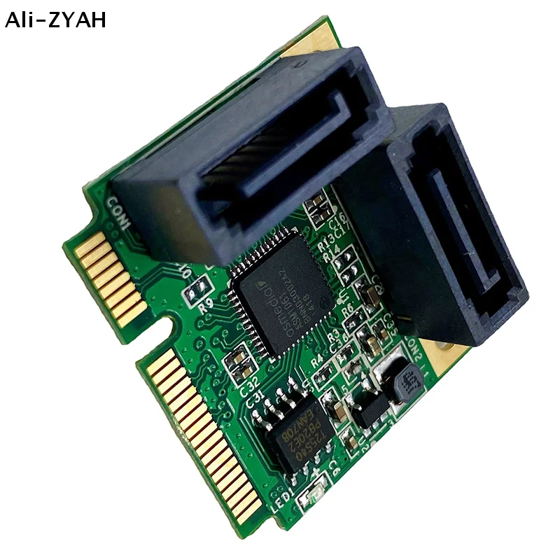 Adattatore di Espansione Mini PCI-E a 2 Porte SATA 3.0, Scheda Adattatore PCI-Express, Mini PCIe a Doppio SATA - immagine 5