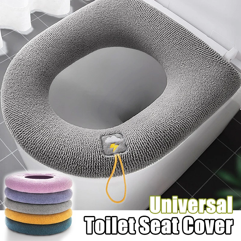 

Winter Warm Toilet Seat Cover Mat Bathroom Toilet Pad Cushion with Handle Thicker Soft Washable Closestool Warmer Accessories